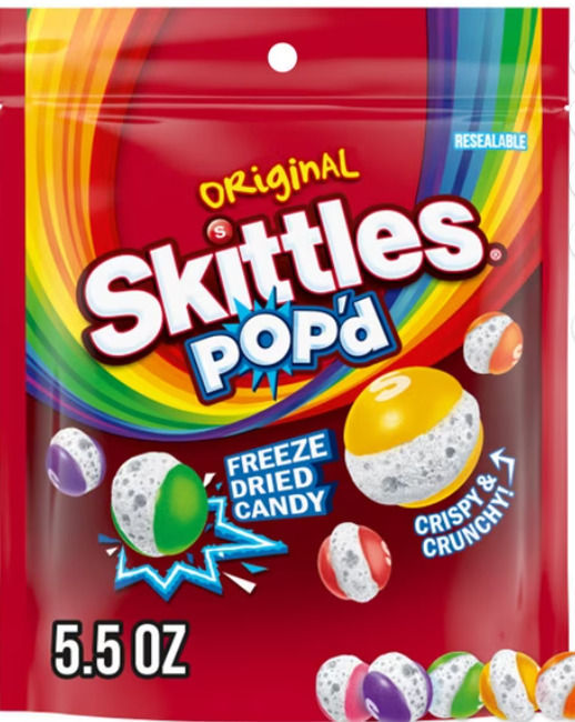 SKITTLES POP’D Originals Freeze Dried Candy – 156g Bag