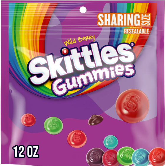 Skittles Gummies Wild Berry Gummy Candy – 340g Resealable Sharing Bag