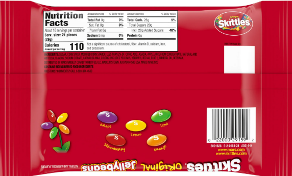 Skittles Original Jelly Beans Candy – 283g Bag