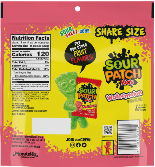 SOUR PATCH KIDS Watermelon Soft & Chewy Candy – Share Size 340g Bag