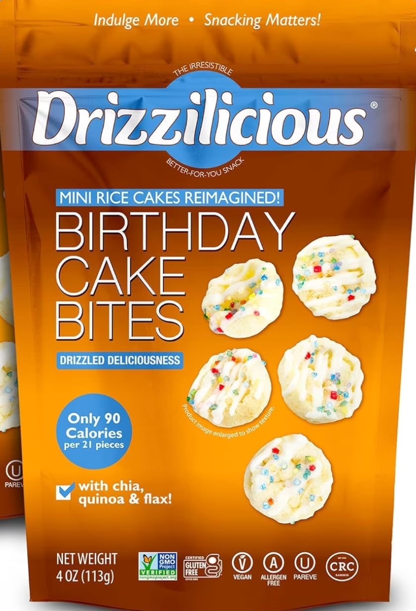 Drizzilicious Birthday Cake Rice Cake Bites – Sweet, Crunchy & Guilt-Free (113 g Bag)