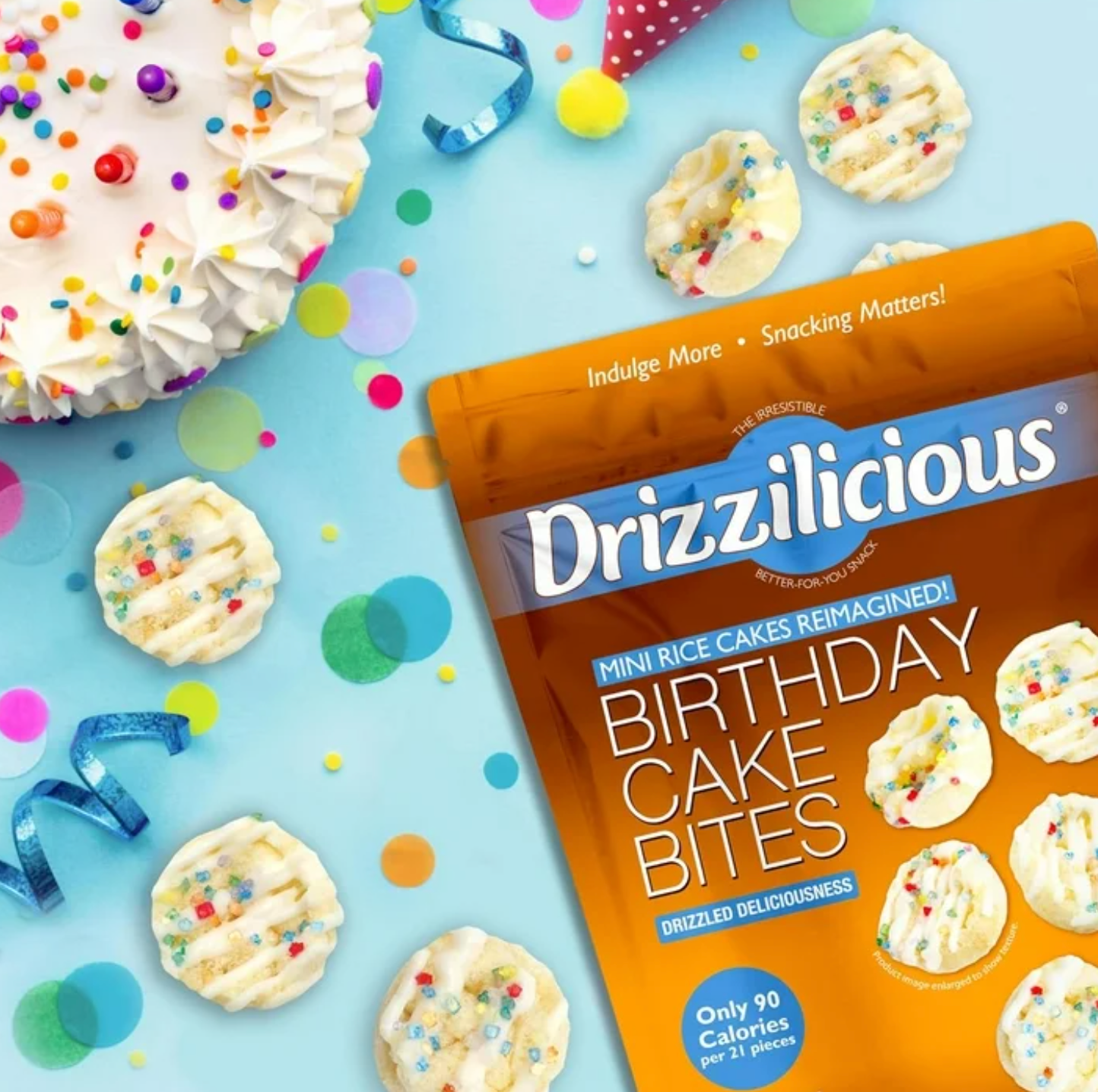Drizzilicious Birthday Cake Rice Cake Bites – Sweet, Crunchy & Guilt-Free (113 g Bag)
