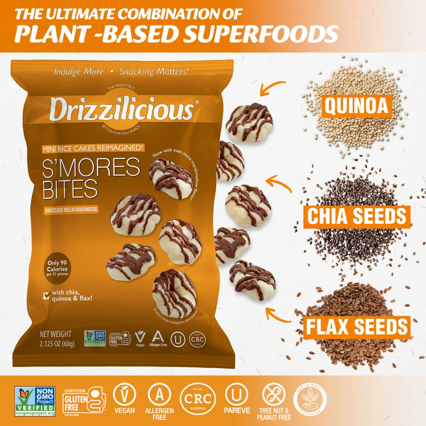 Drizzilicious S’mores Rice Cake Bites – Campfire Flavour in Every Crunch (113 g Bag)