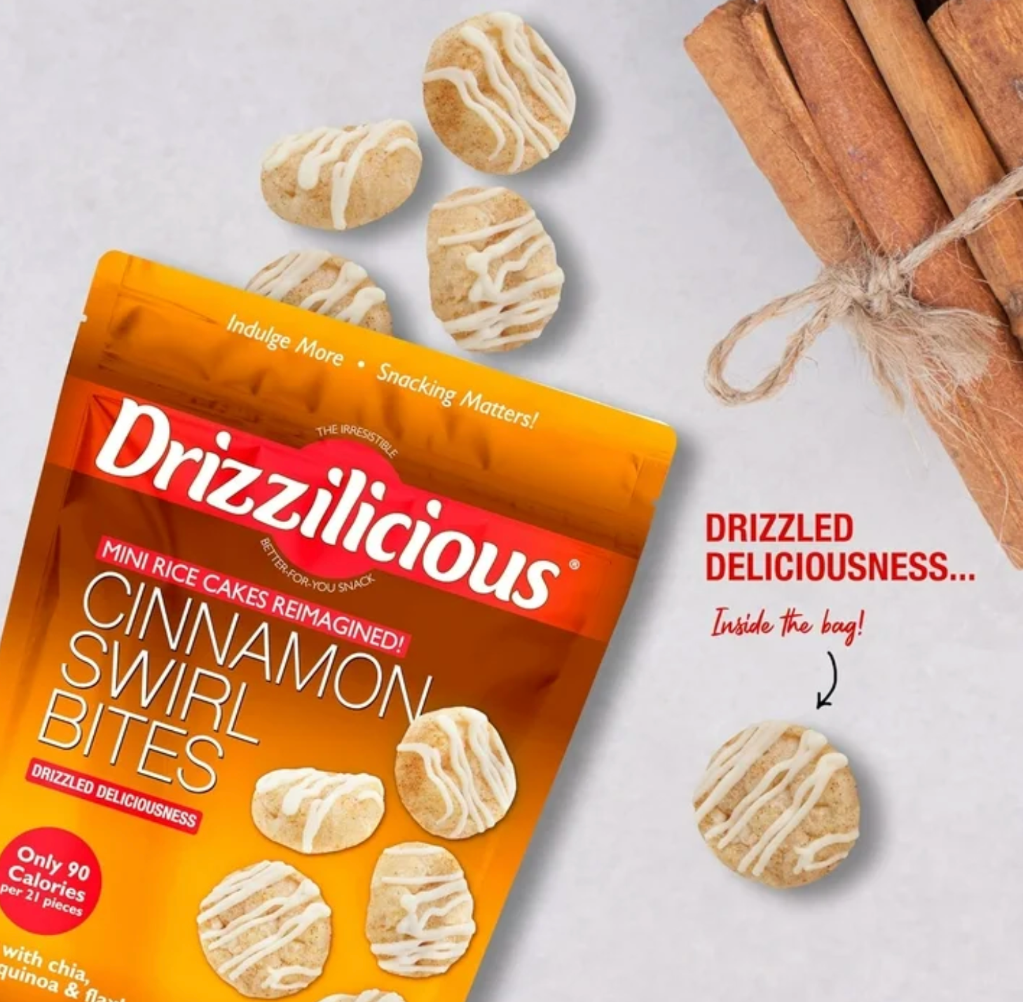 Drizzilicious Cinnamon Rice Cake Bites – Sweet, Spiced & Guilt-Free (113 g Bag)