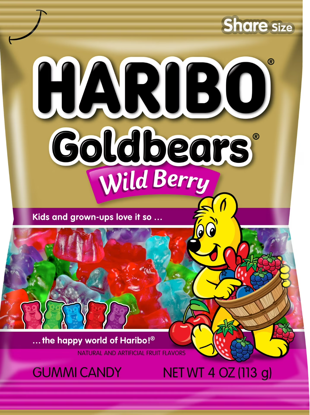 Haribo Gold Bears Wild Berry – Fruity, Juicy & Wildly Delicious (113 g Peg Bag)