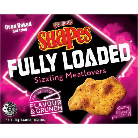 Arnott's Shapes Fully Loaded Sizzling Meatlovers 130g