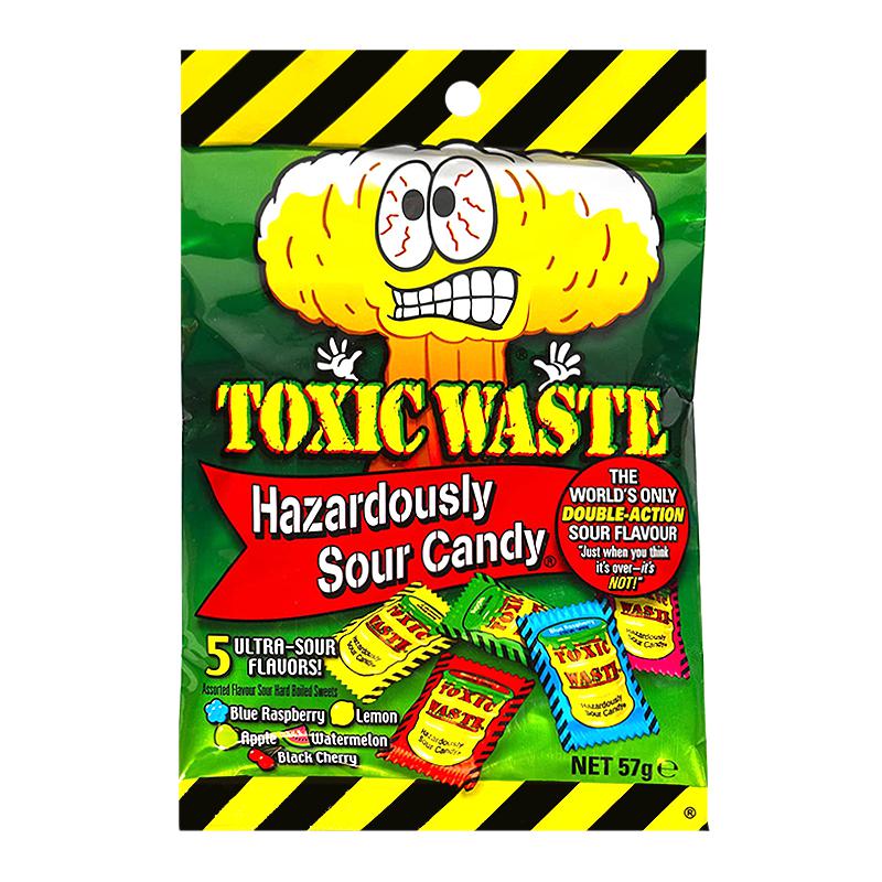 Toxic Waste Hazardously Sour Candy Peg Bag 57g