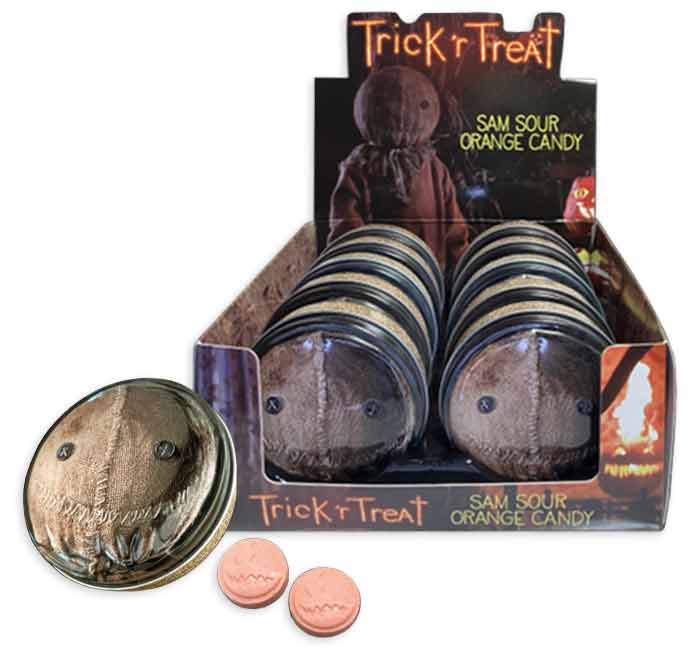 TRICK R TREAT SAM SOUR ORANGE CANDY TIN