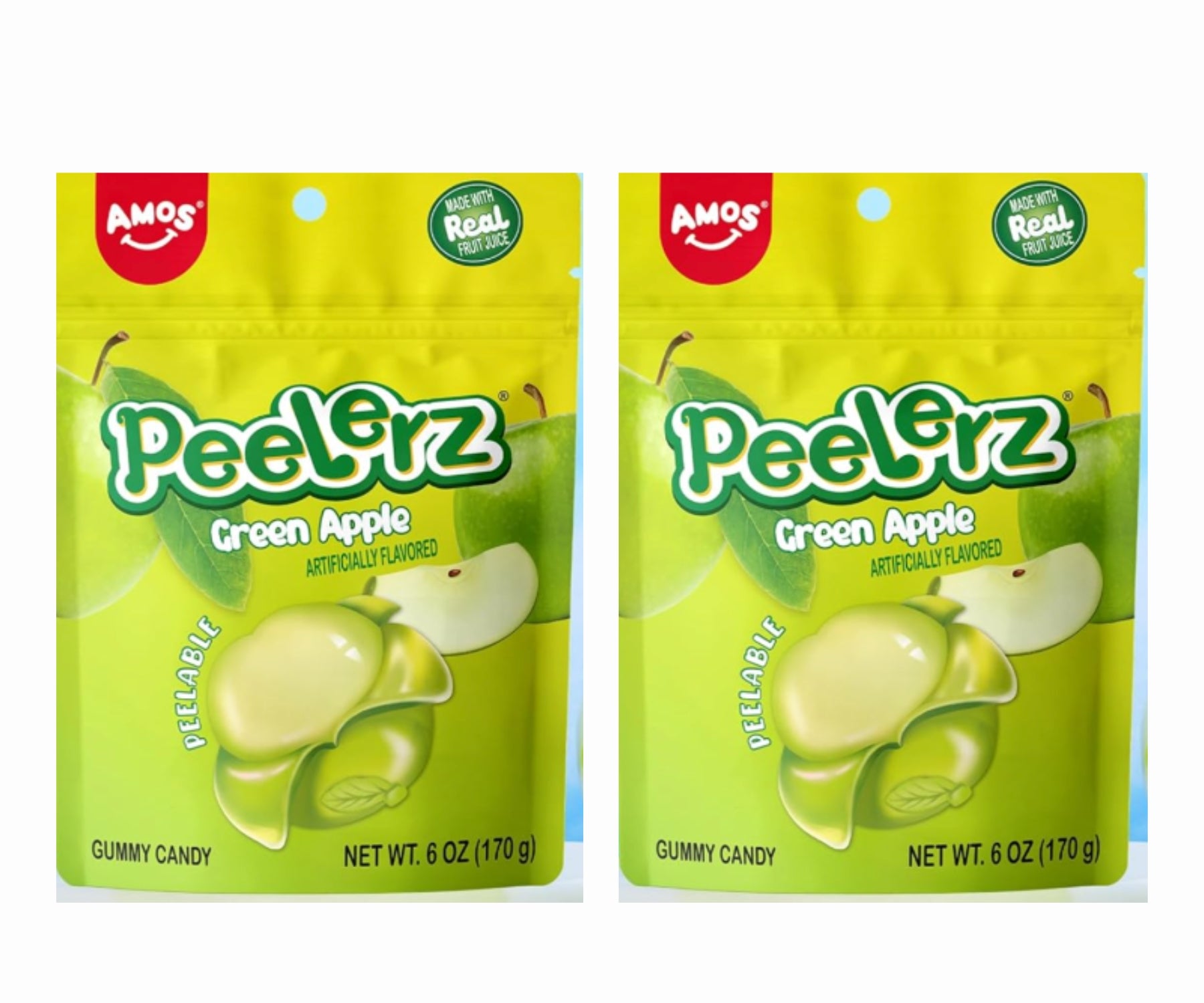 Twin Pack Amos Peelerz Gummy Green Apple 170 g