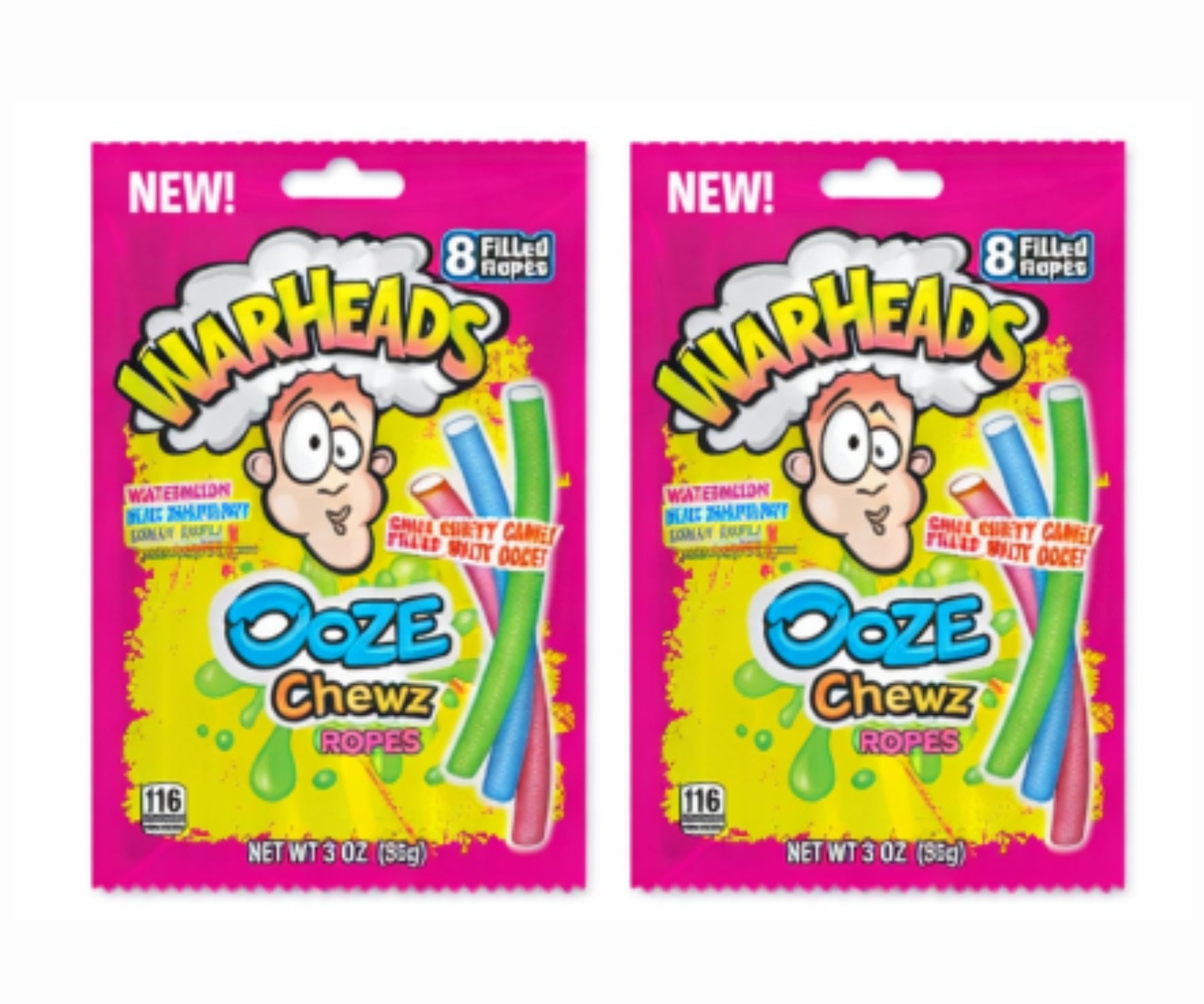 Twin Pack Warheads Ooze Chewz Ropes