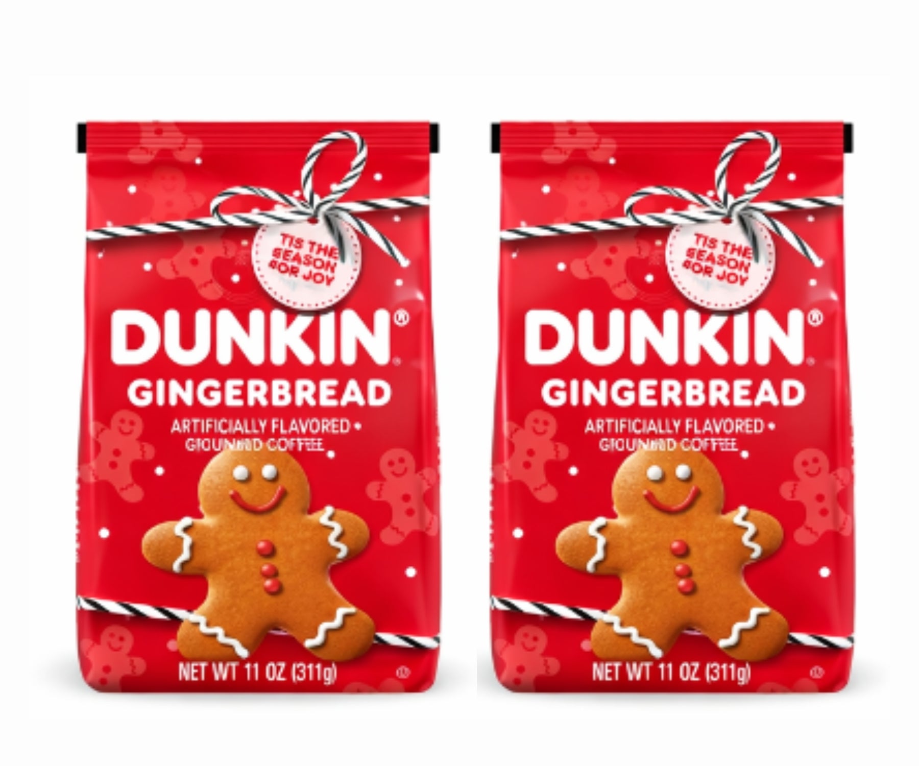 Twin pack Dunkin Gingerbread Flavoured Ground Coffee 12 oz