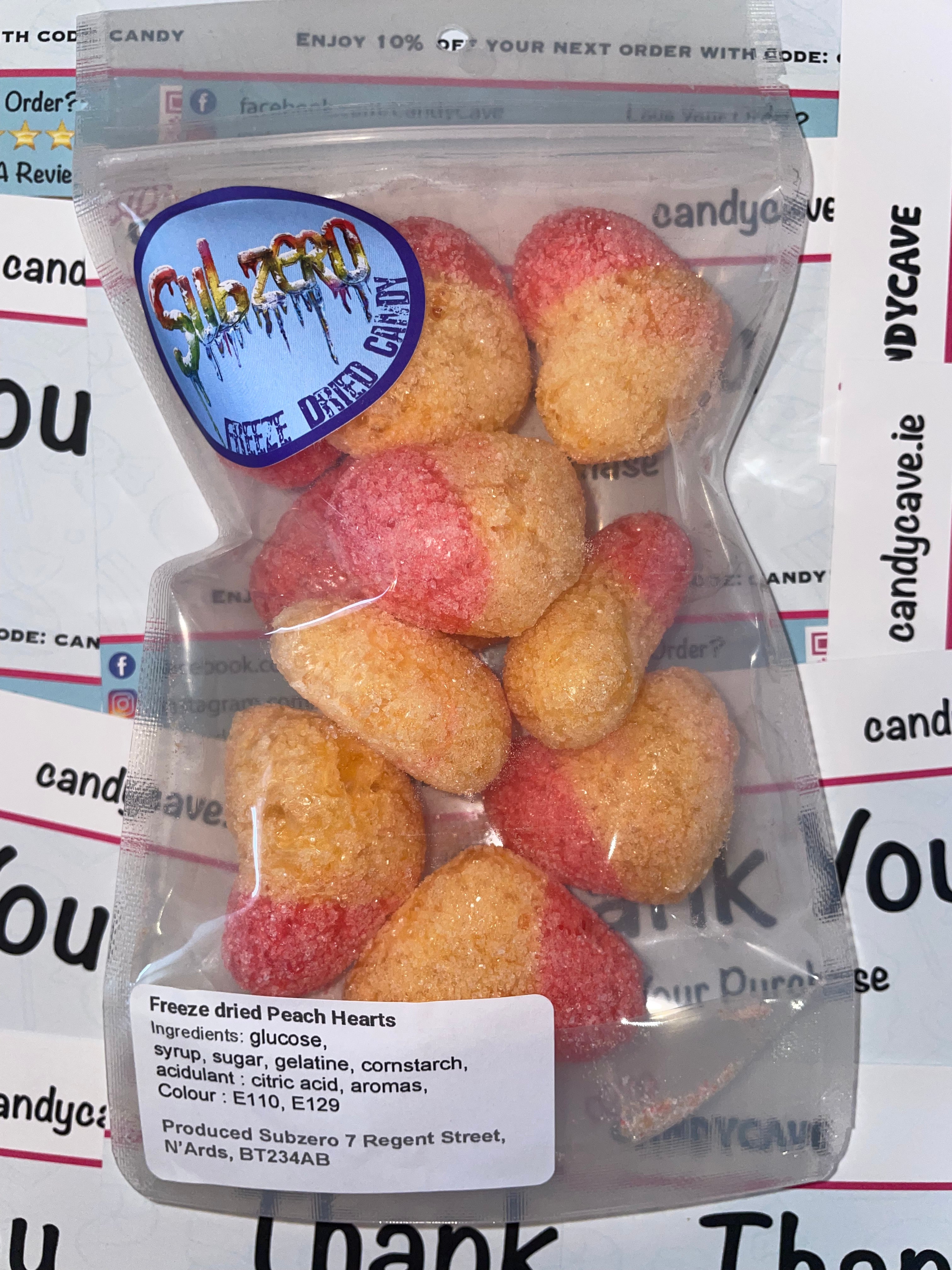 Freeze Dried Candy Peach Hearts