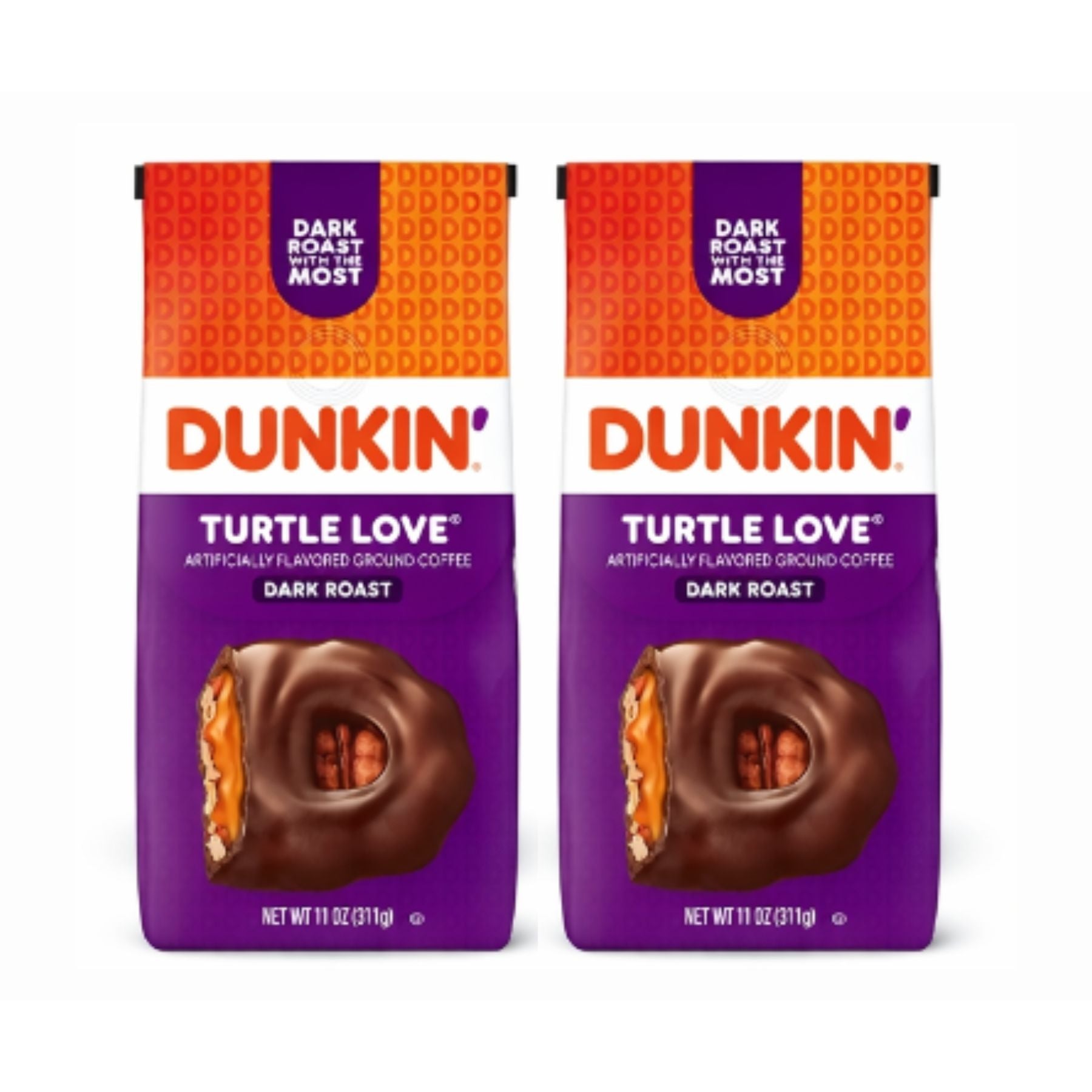 White Smoke Twin Pack Dunkin Turtle Love Ground Coffee 12 oz