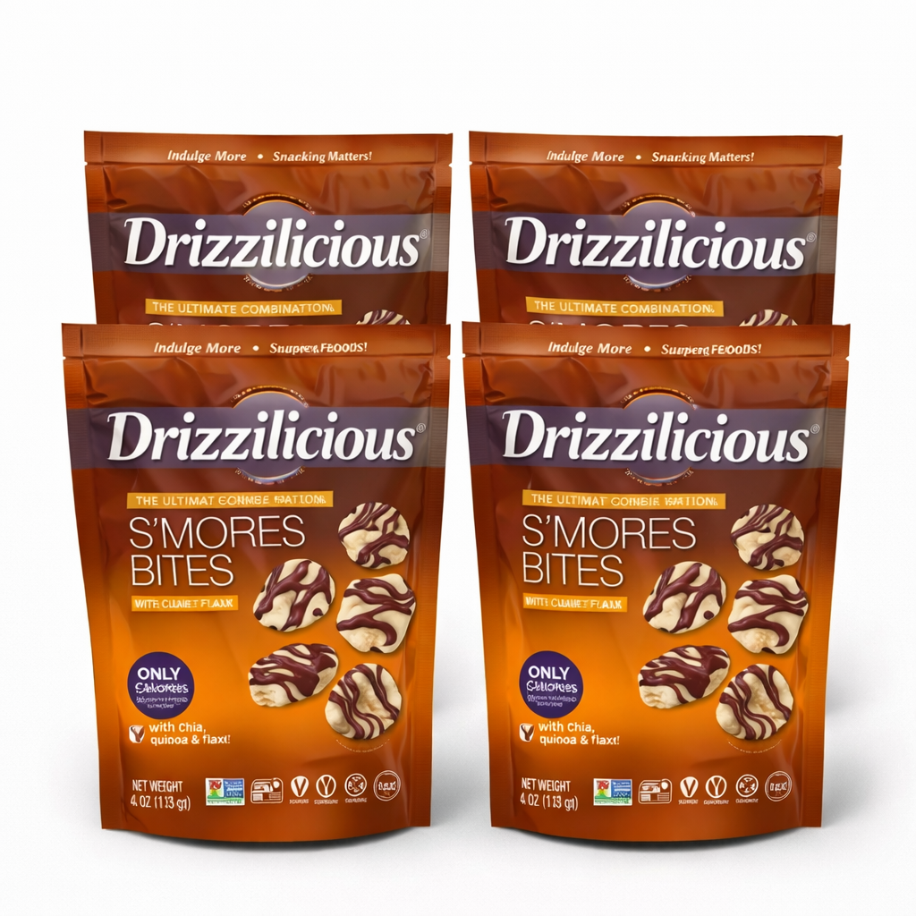 Bouchées de galettes de riz Drizzilicious S'mores – Saveur feu de camp à chaque bouchée (sachet de 113 g)