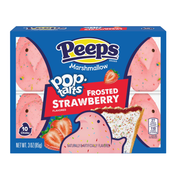 Box of Peeps Pop-Tarts Frosted Strawberry flavored marshmallows on a white background