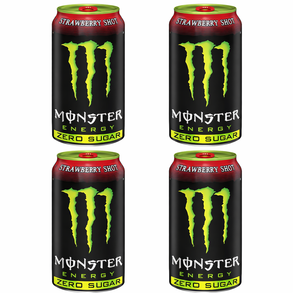 White Smoke 4 Pack Monster Energy Strawberry Shot Zero Sugar 500 ml (USA Release)