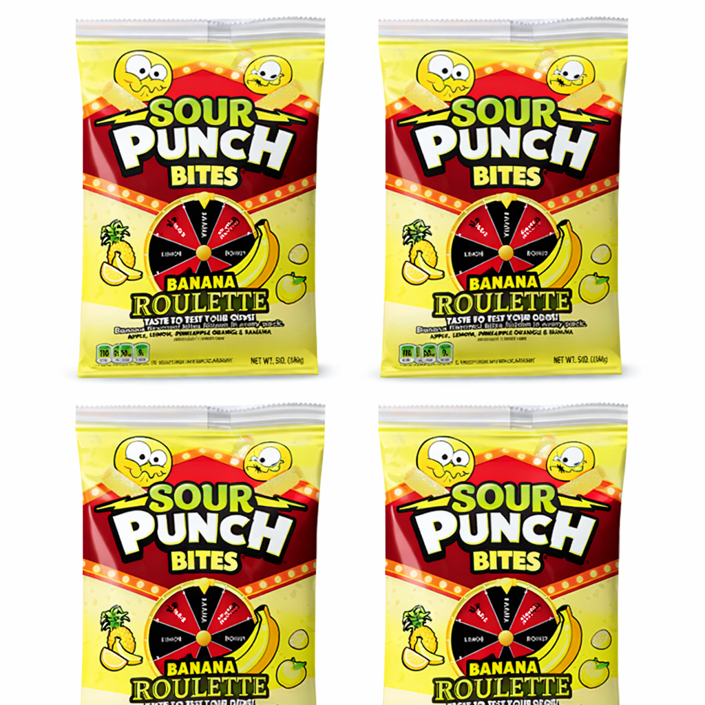 White Smoke 4 Pack Sour Punch Bites Banana Roulette