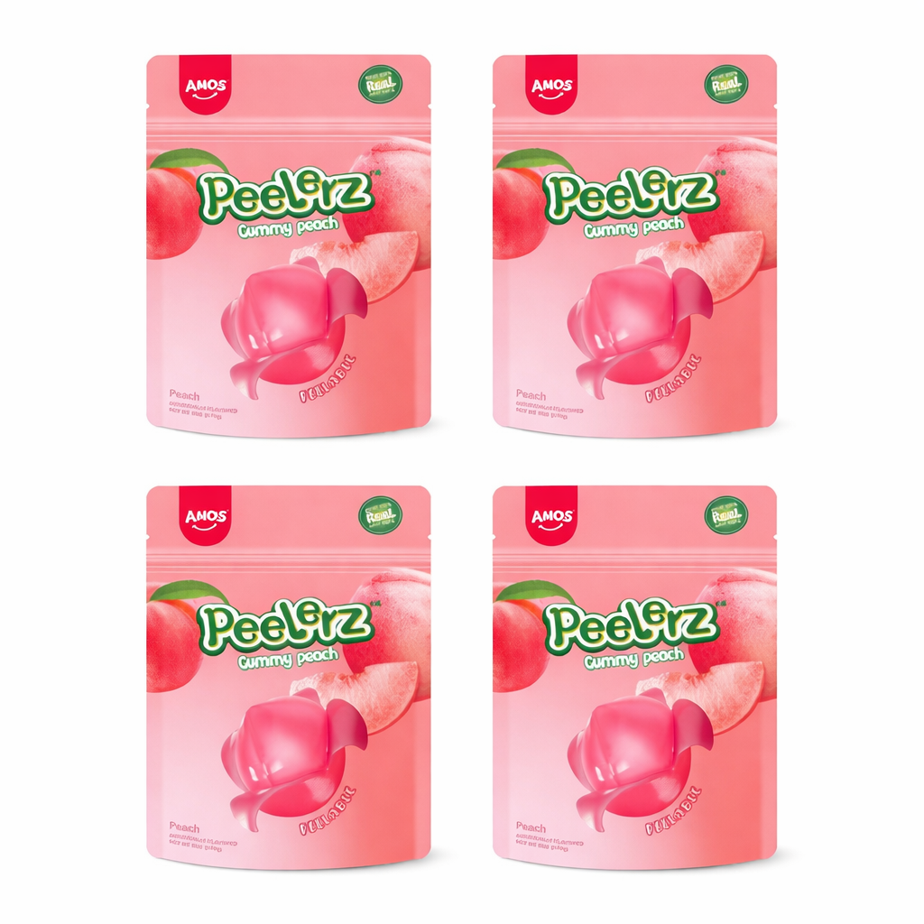 4 Pack Amos Peelerz Gummy Peach 170g