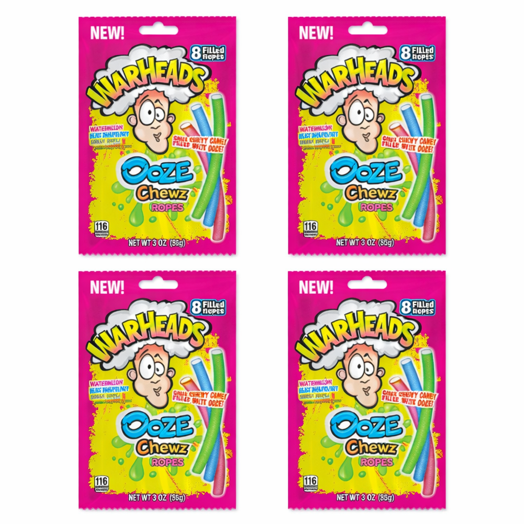 4 Pack Warheads Ooze Chewz Ropes