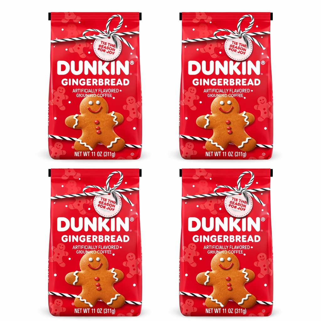 White Smoke 4 pack Dunkin Gingerbread Flavoured Ground Coffee 12 oz