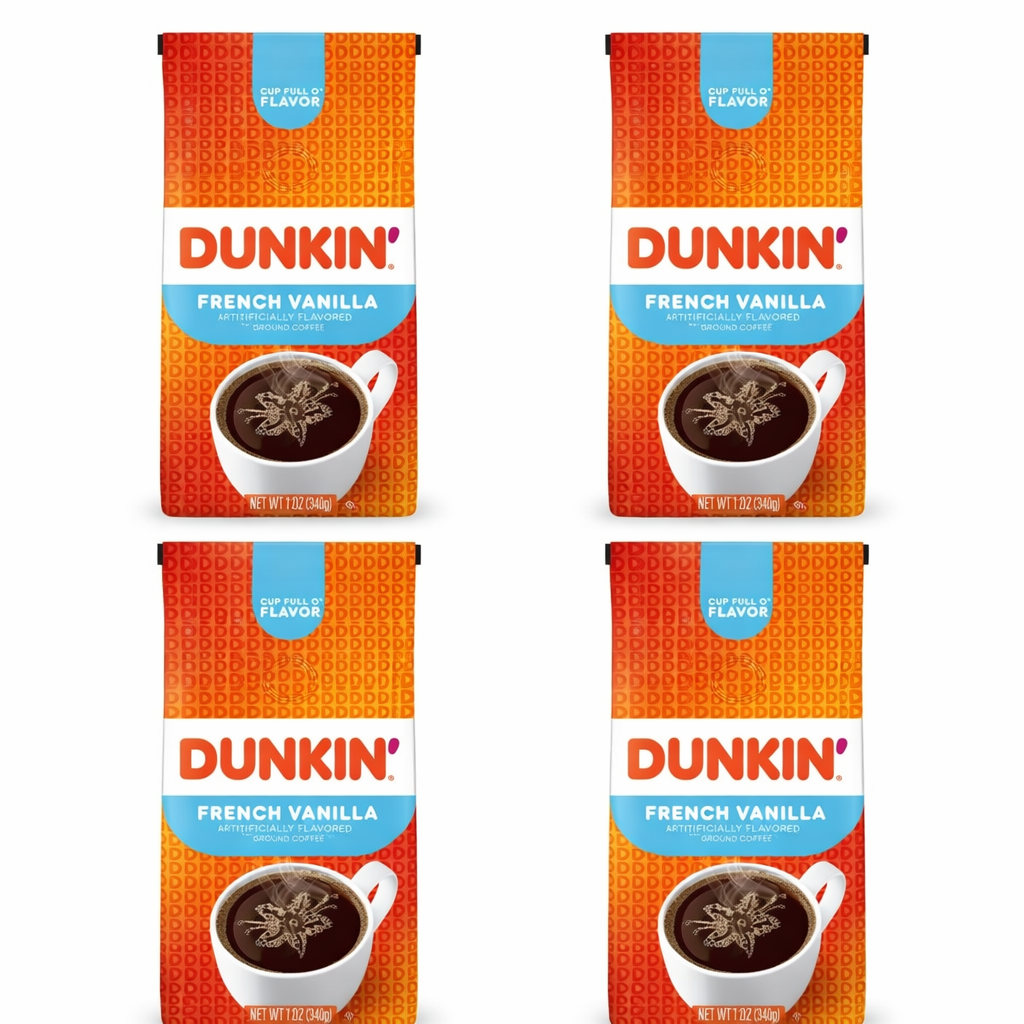 White Smoke 4 Pack Dunkin French Vanilla Ground Coffee 12 oz