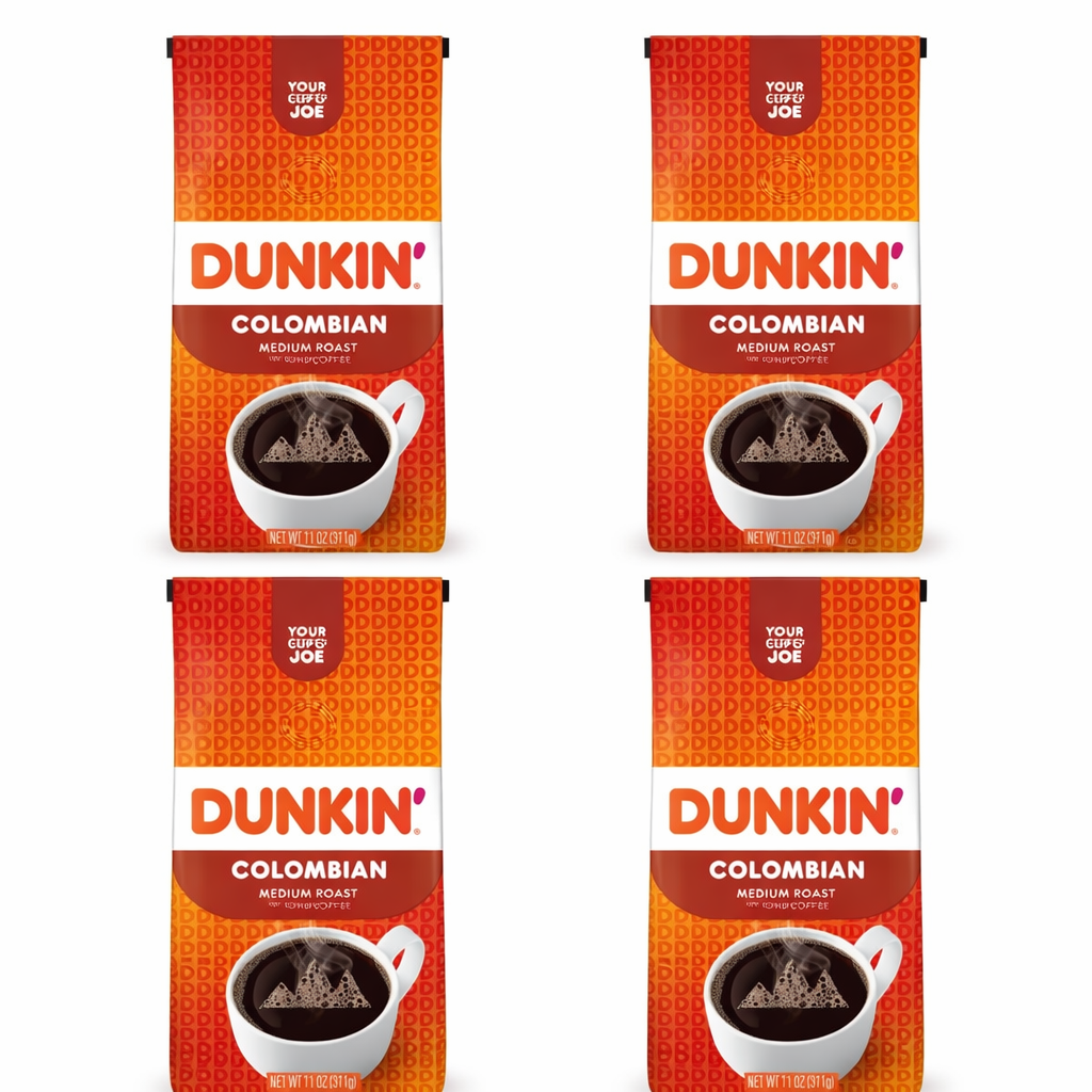 White Smoke 4 Pack Dunkin Colombian Ground Coffee 12 oz