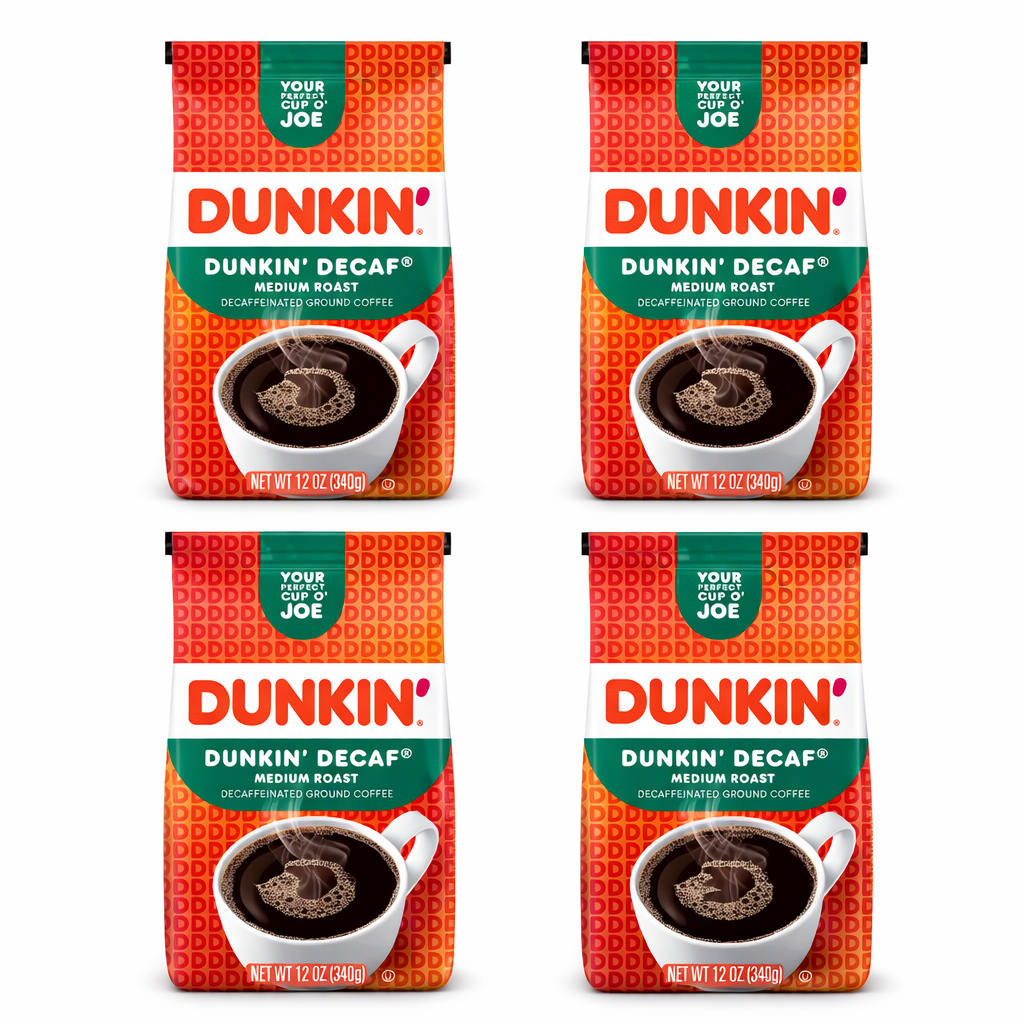White Smoke 4 Pack Dunkin Decaf Ground Coffee 12 oz
