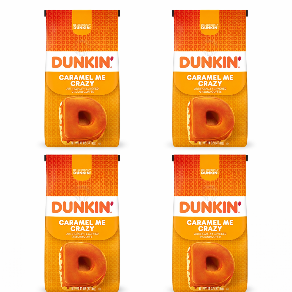 4 Pack Dunkin Caramel Me Crazy Ground Coffee 12 oz