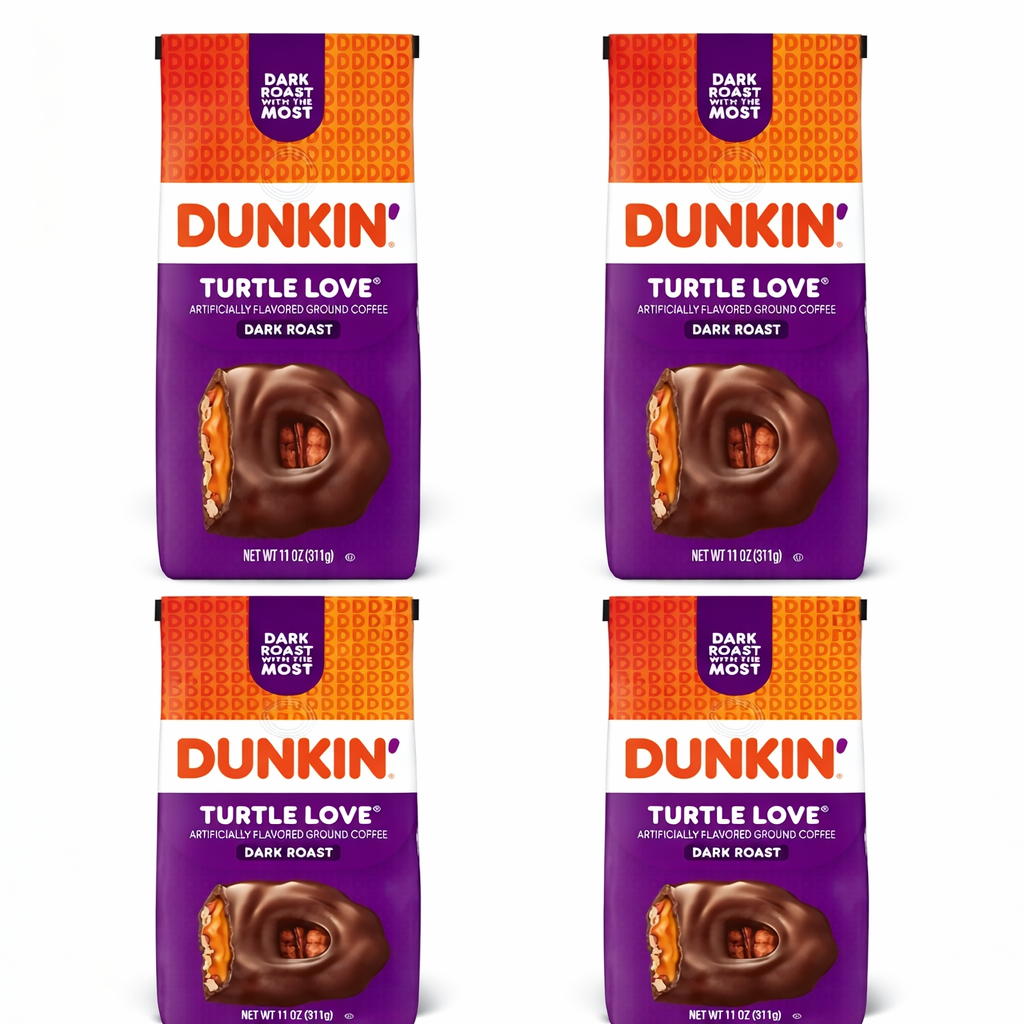 White Smoke 4 Pack Dunkin Turtle Love Ground Coffee 12 oz