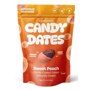 Packaging of Candy Dates Sweet Peach flavor on a white background