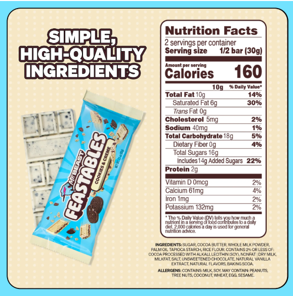 Feastables MrBeast Cookies & Creme Chocolate Bar