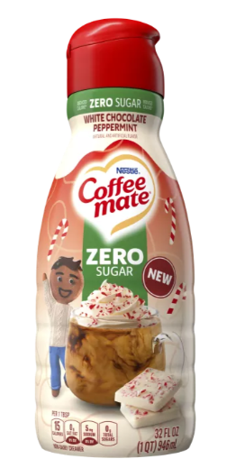 Coffee Mate Zero Sugar White Chocolate Peppermint Coffee Creamer