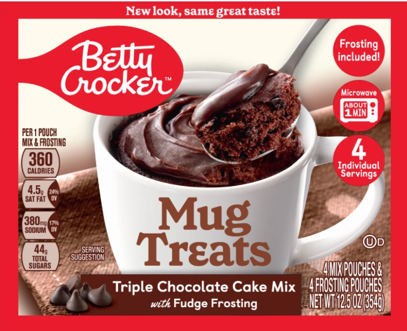 Betty Crocker Mug Treats Triple Chocolate Cake Mix – Rich Chocolate Indulgence (354 g Box)