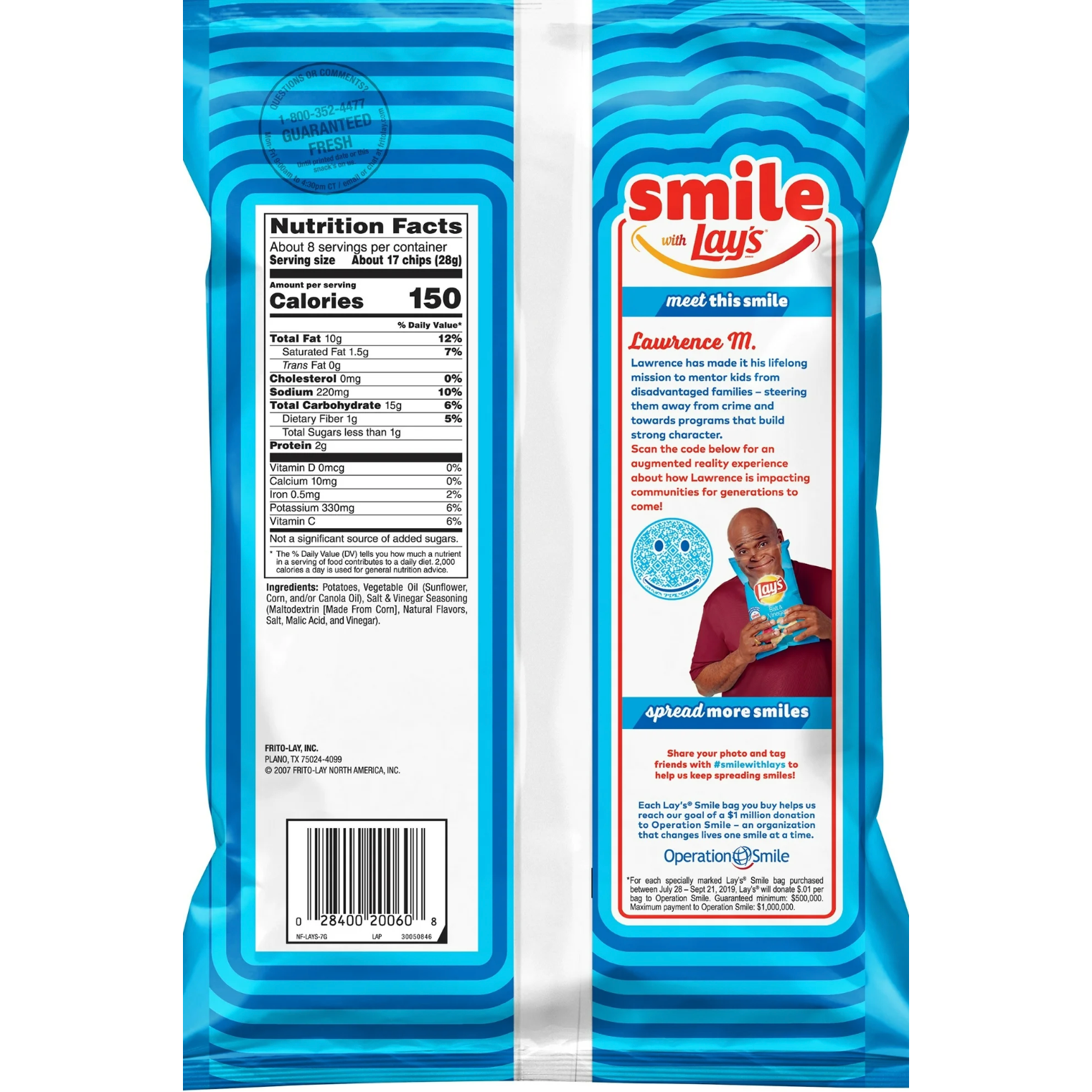 White Smoke Lay’s Salt & Vinegar Potato Chips – Tangy & Crispy Snack (220 g Bag)