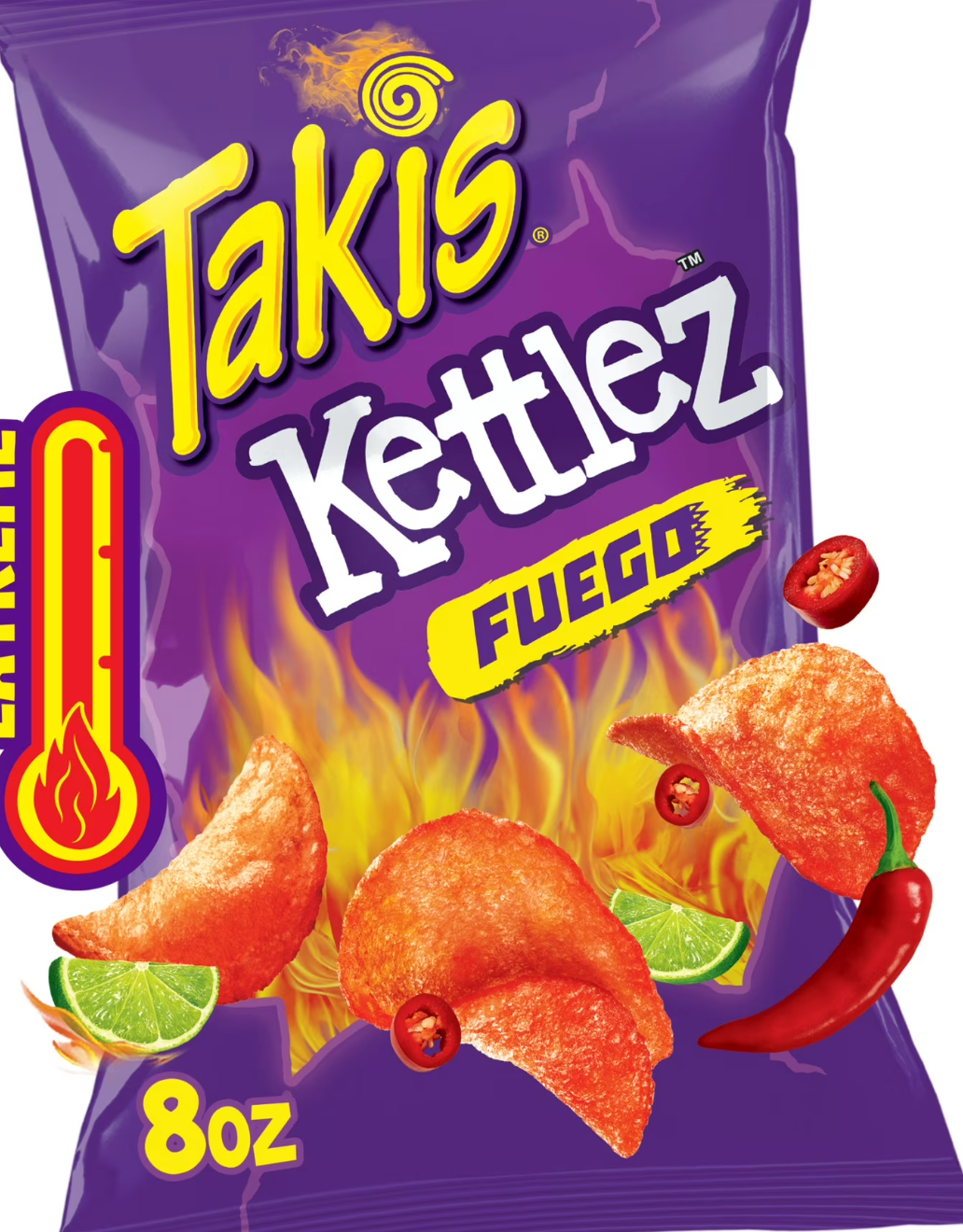 Takis Fuego Kettlez – Hot Chilli Pepper Lime Kettle-Cooked Chips (227 g Sharing Bag)
