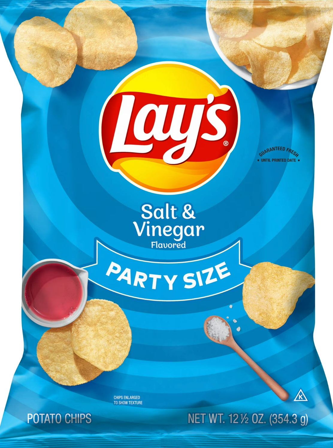 Lay’s Salt &amp; Vinegar Potato Chips – Party Size Tangy Snack (354 g Bag)