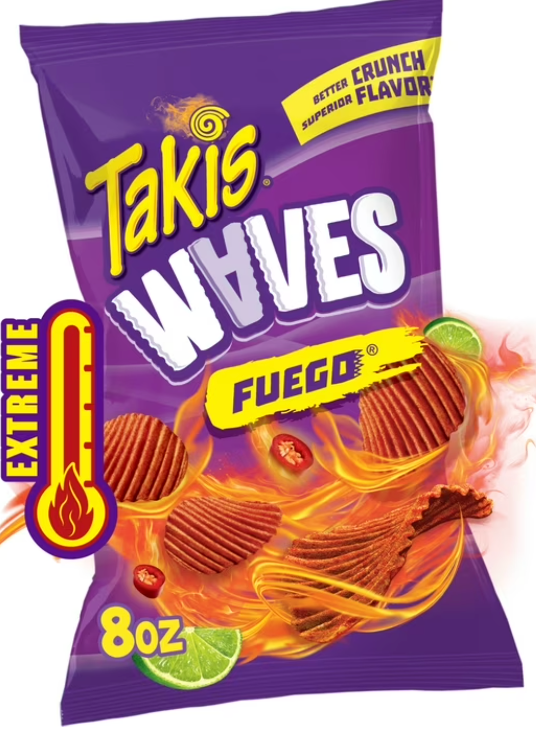 Takis Fuego Waves – Hot Chilli Pepper Lime Wavy Potato Chips (227 g Sharing Bag)