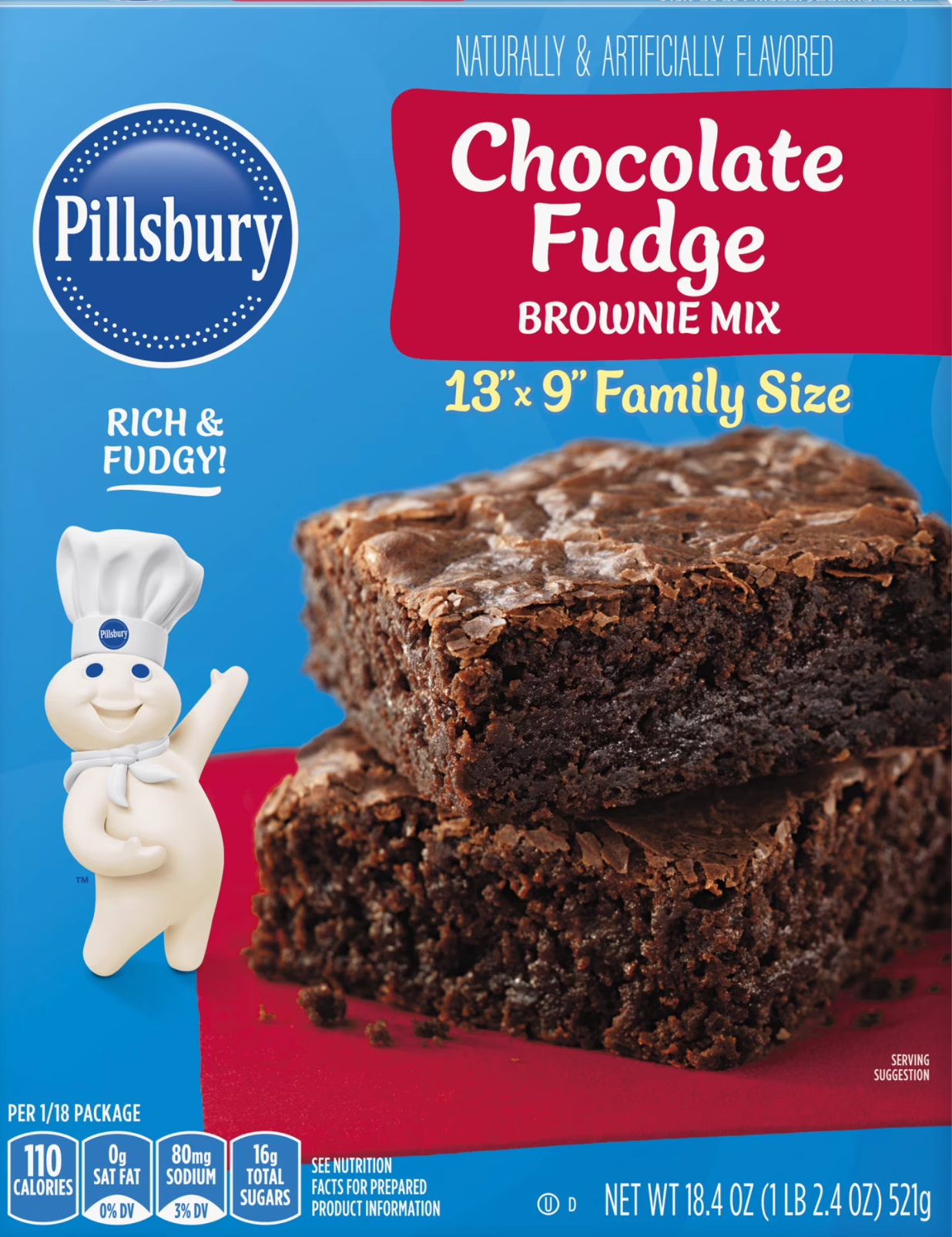 Pillsbury Chocolate Fudge Brownie Mix – Rich & Gooey Indulgence (522 g Box)