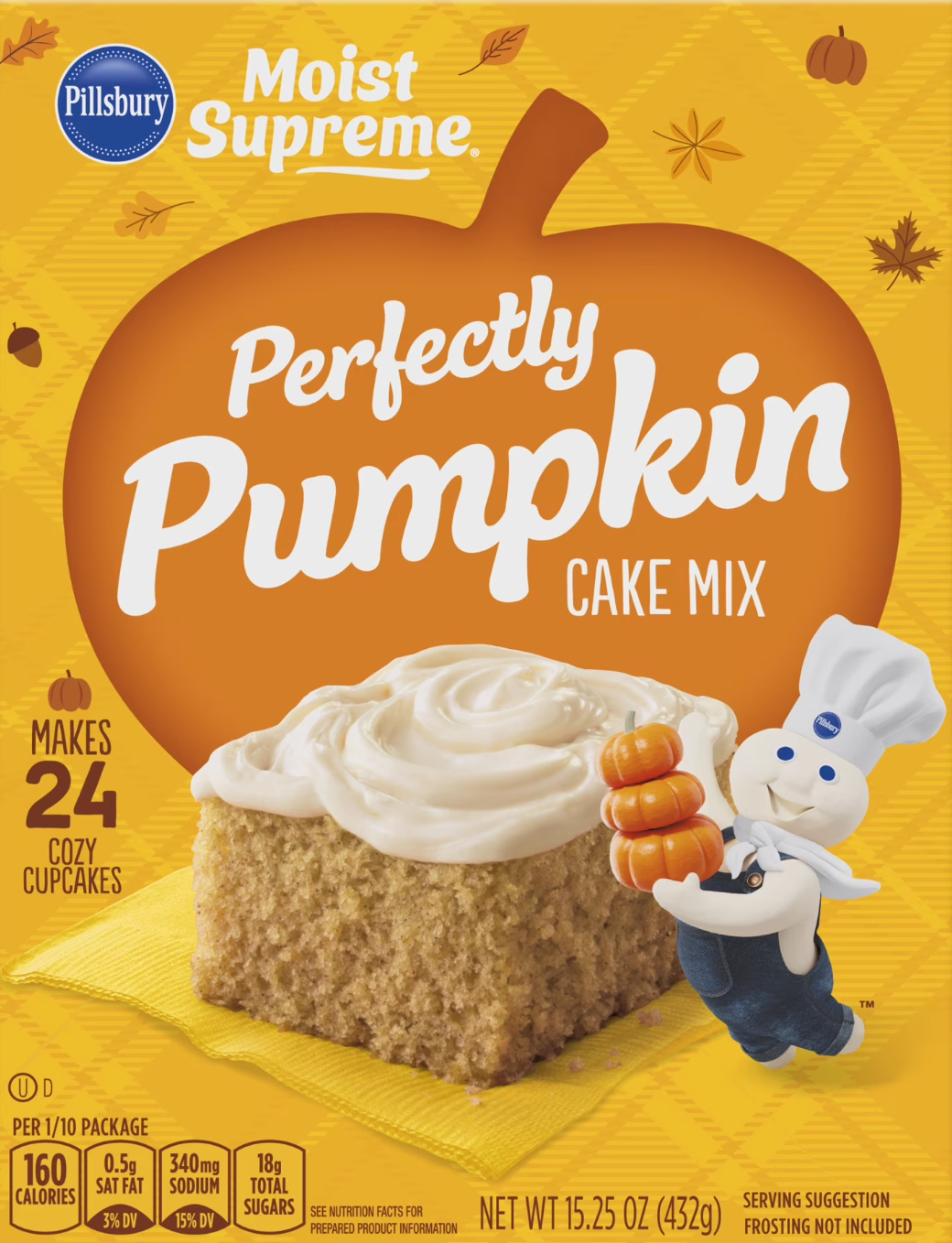 Pillsbury Perfectly Pumpkin Cake Mix – Warm Spiced Autumn Flavour (432 g Box)