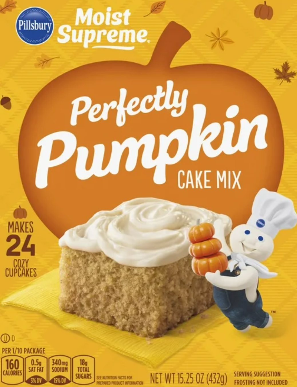 Pillsbury Perfectly Pumpkin Cake Mix – Warm Spiced Autumn Flavour (432 g Box)