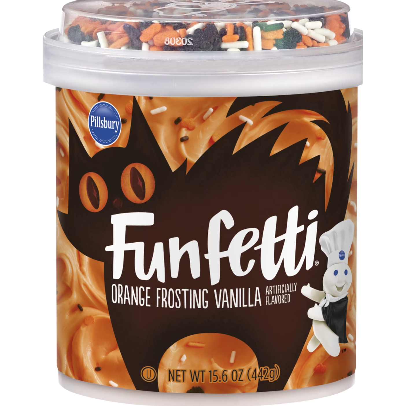 Glaçage Pillsbury Funfetti Orange Vanille – Lumineux, sucré et crémeux (pot de 442 g)