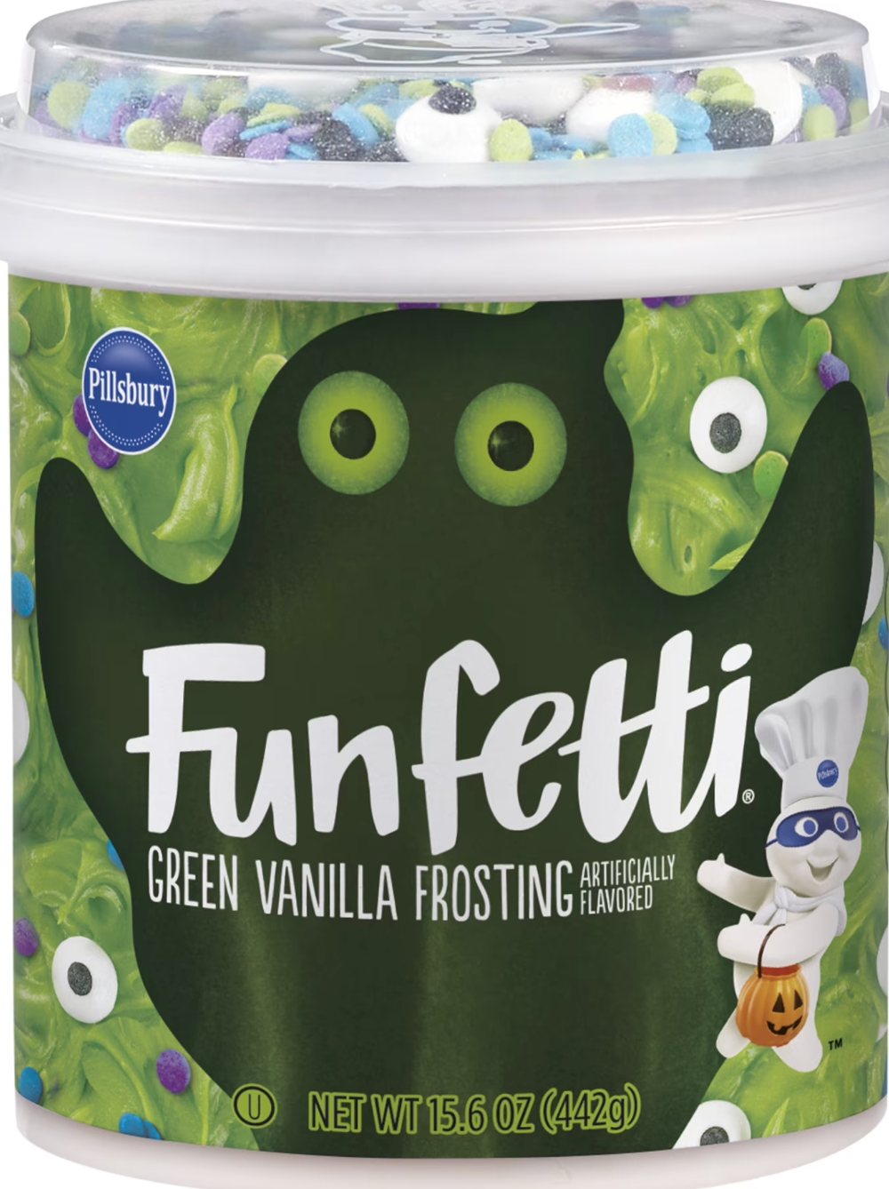 Pillsbury Funfetti Slime Green Vanilla Frosting – Spooky, Sweet &amp; Smooth (442 g Tub)