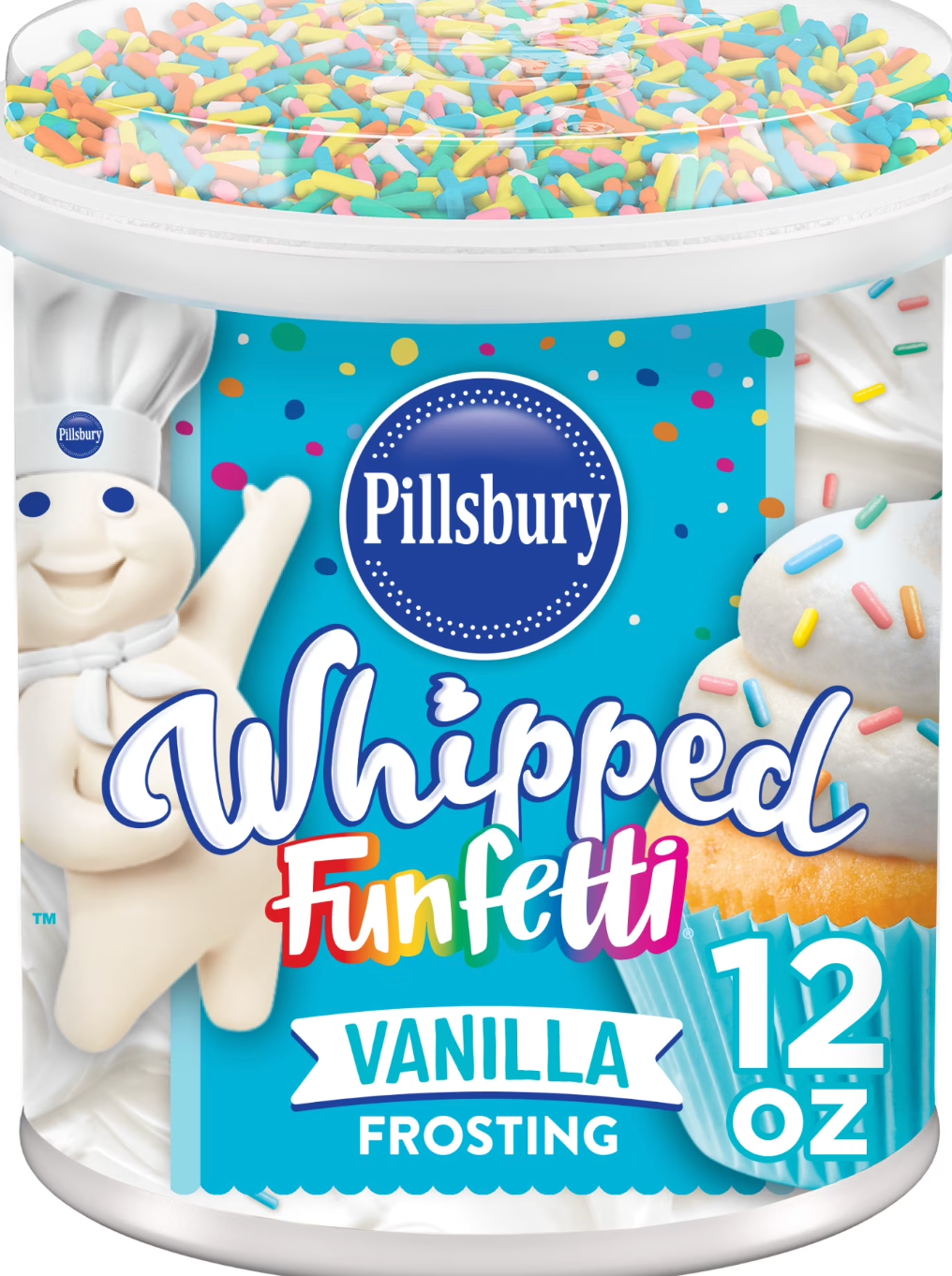 Pillsbury Funfetti Whipped Vanilla Frosting – Light, Fluffy &amp; Sweet (340 g Tub)