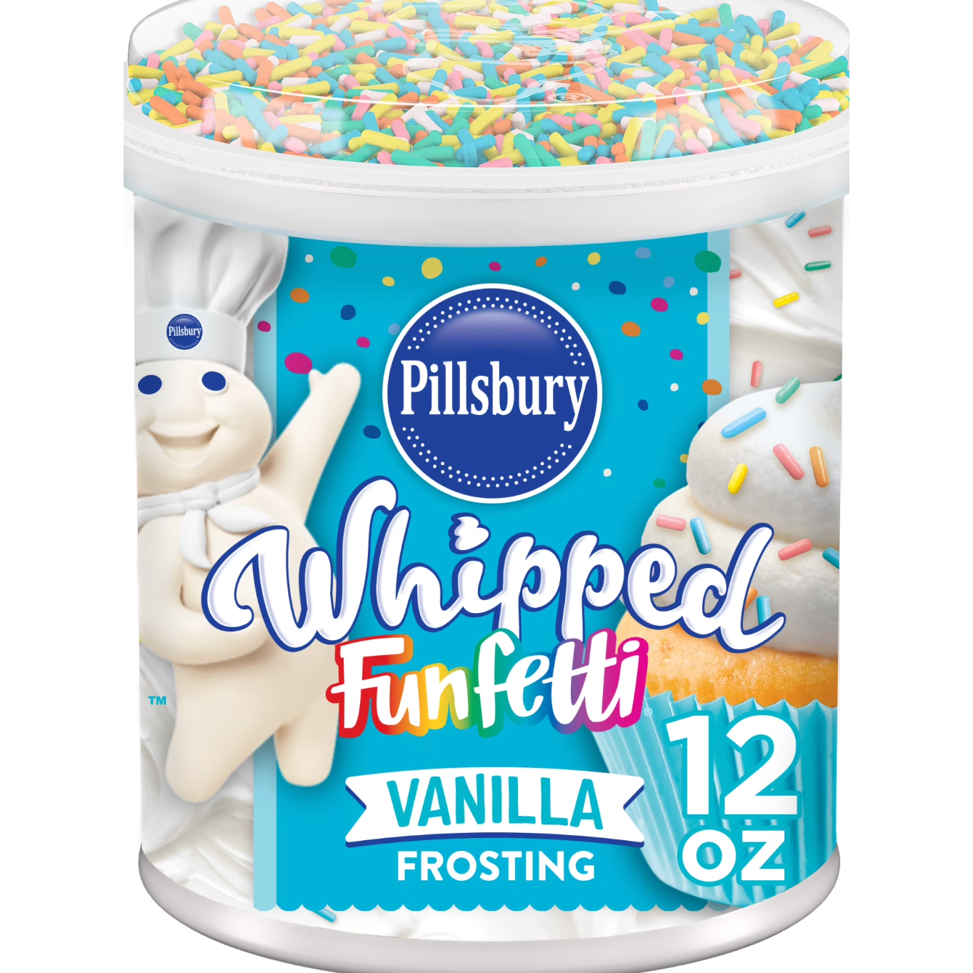 Glaçage fouetté à la vanille Pillsbury Funfetti – Léger, aérien et sucré (pot de 340 g)