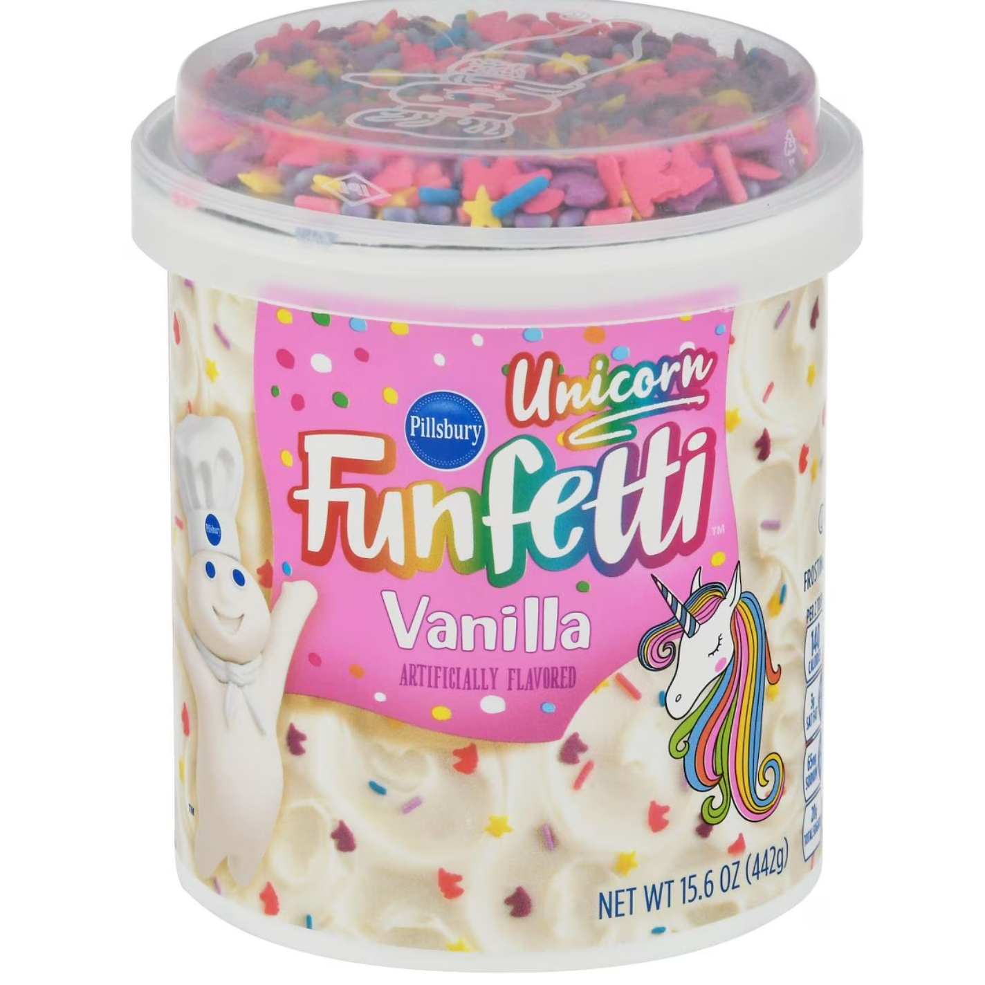 Glaçage vanille licorne Funfetti de Pillsbury – Magique, sucré et coloré (pot de 442 g)