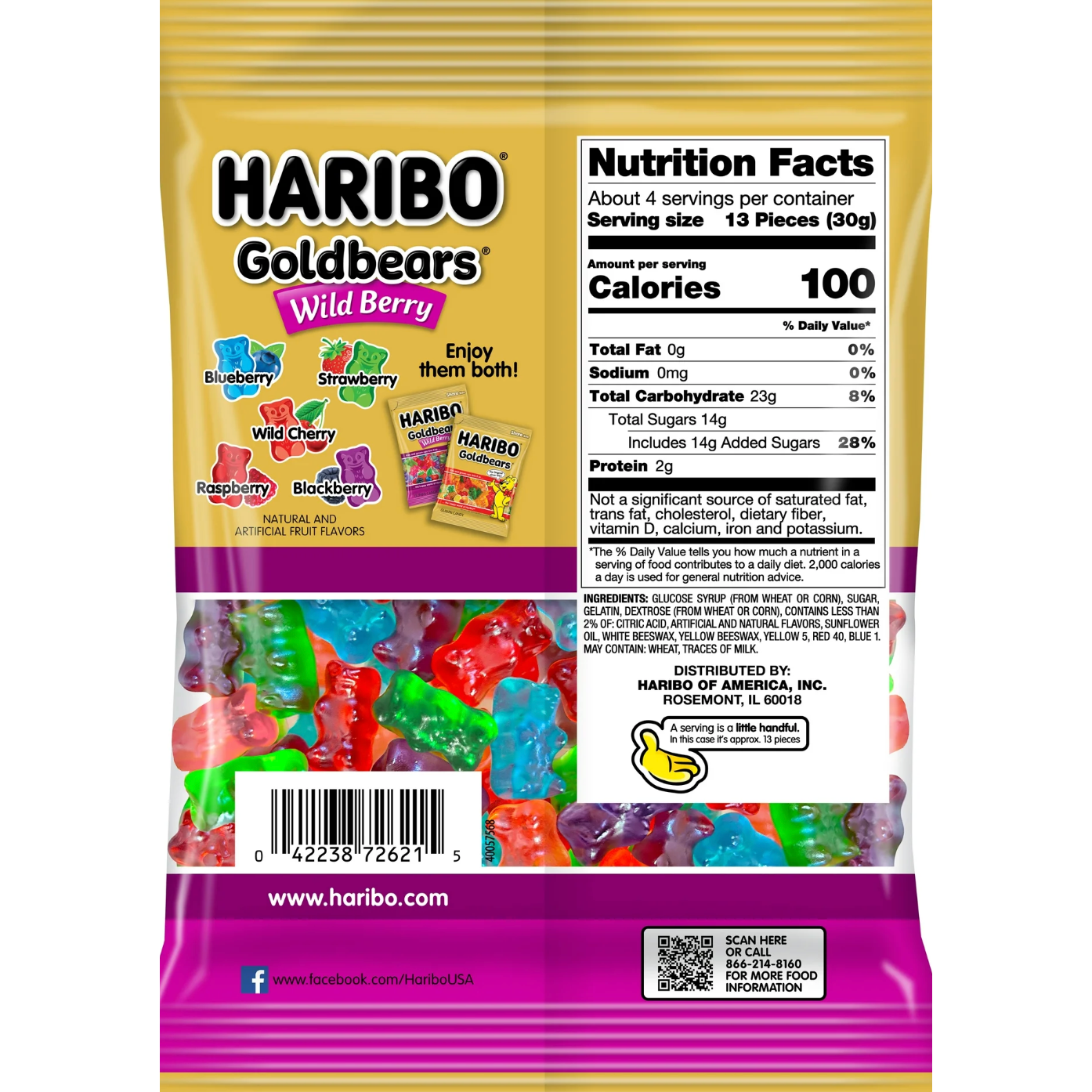 Haribo Goldbären Wildbeeren – Fruchtig, saftig &amp; einfach köstlich (113 g Beutel)