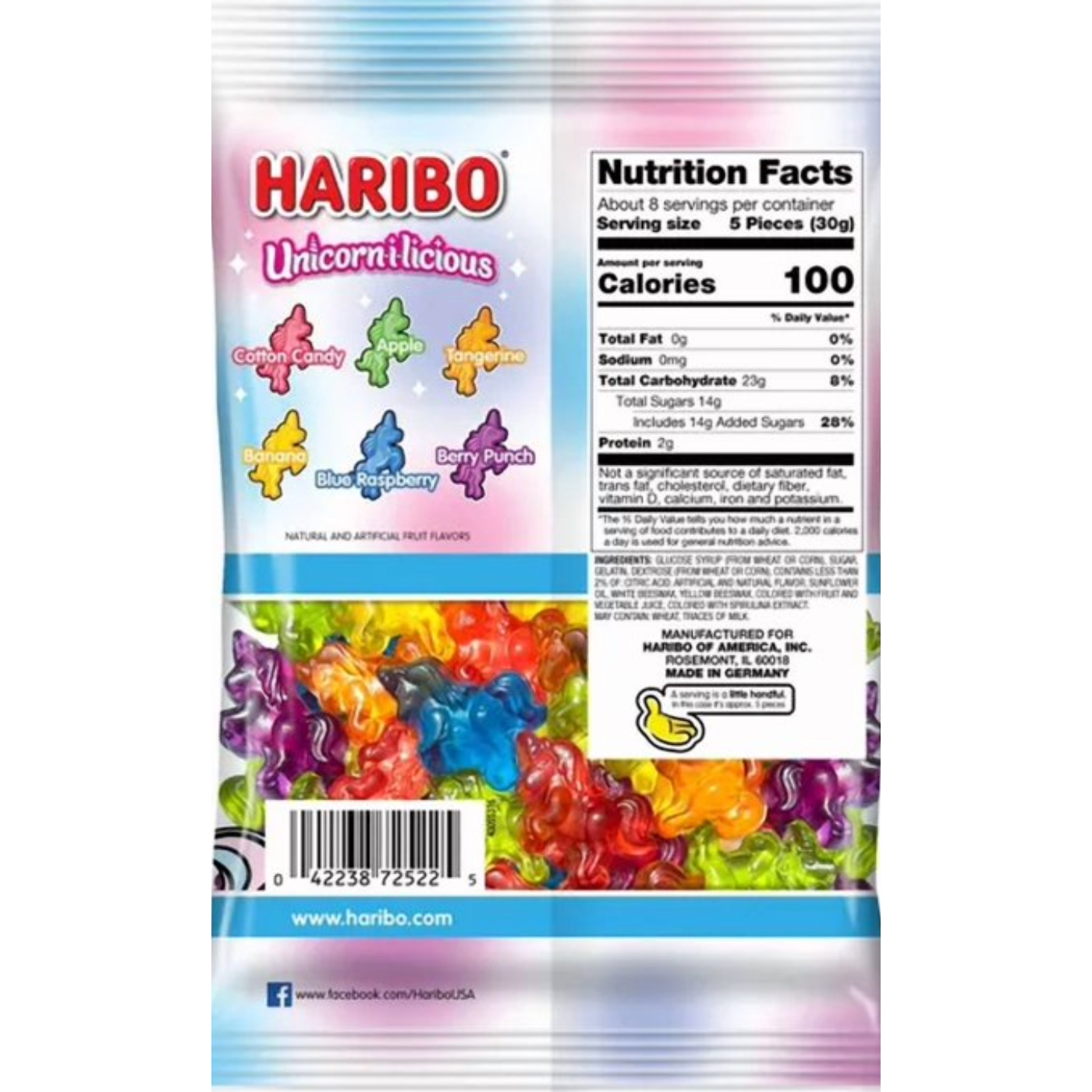 Haribo Unicornlicious – Bonbons gélifiés fruités magiques (sachet de 227 g)