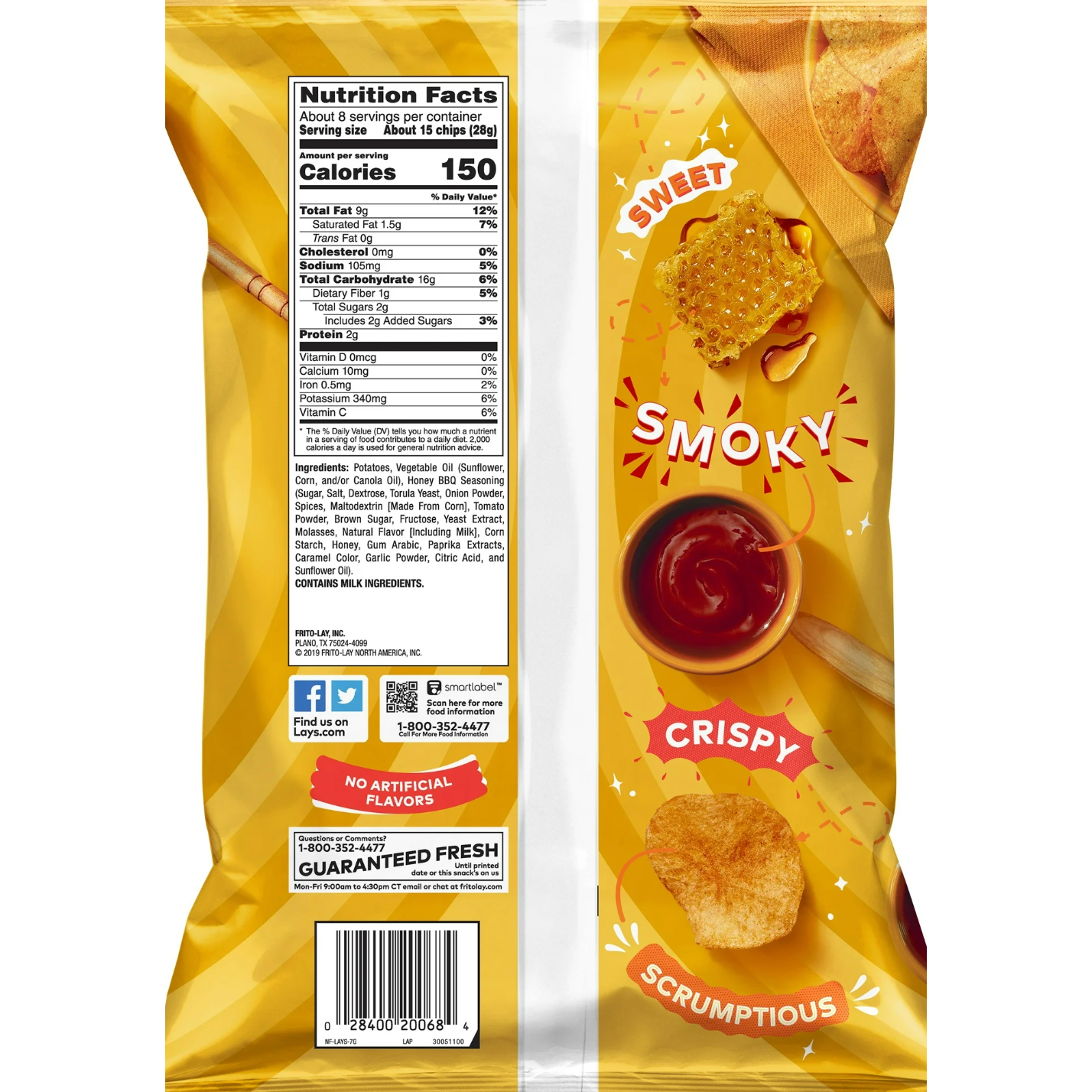 White Smoke Lay’s Honey Barbecue Crisps – Sweet, Smoky Perfectly Crunchy (220 g Bag)