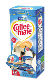 Coffee Mate Liquid Creamer Singles – Smooth, Sweet; Classic French Vanilla (50 x 11 ml Tubs)