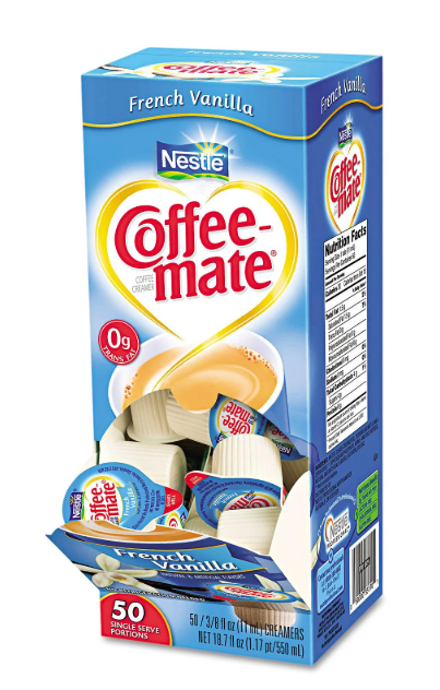Coffee Mate Liquid Creamer Singles – Smooth, Sweet; Classic French Vanilla (50 x 11 ml Tubs)